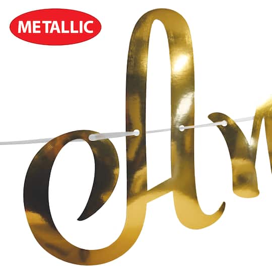 Beistle 5.25ft. Gold Foil Te Amo Streamers, 2ct.
